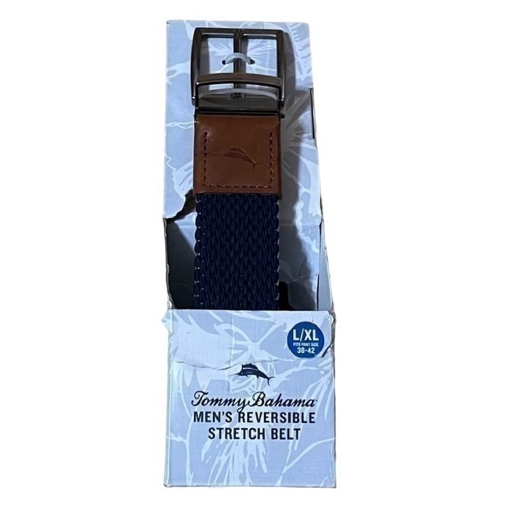 Tommy Bahama Stretch Reversible Braided Belt - Size L/XL 38-42 - Navy / Khaki